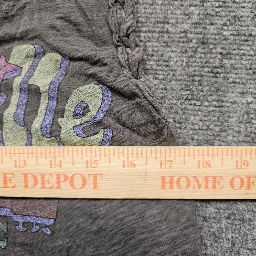 Lucky Brand Nashville Music Graphic Tank Top Lace Up Sides Gray Small - Picture 4 of 8
